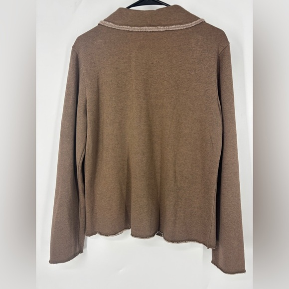 J. Jill Cotton Blend Button Soft Touch Soft Brown Blazer Jacket Medium - Picture 2 of 4